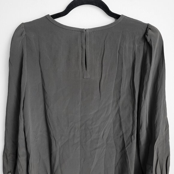 Marc by Marc Jacobs Beluga Olive Green Gray 100% Silk Rhinestone Collar Blouse - Picture 8 of 9